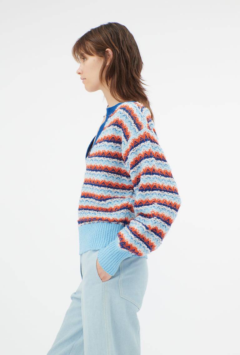 Odeeh Structured Lines Pullover, Himmelblau Meist gekauft