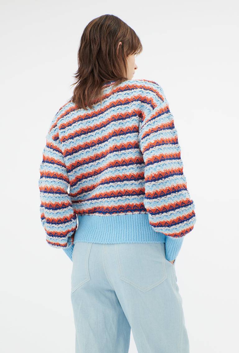 Odeeh Structured Lines Pullover, Himmelblau Meist gekauft