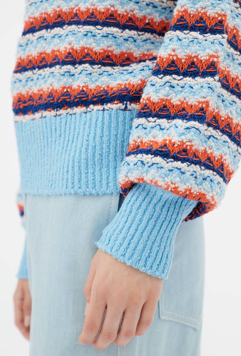 Odeeh Structured Lines Pullover, Himmelblau Meist gekauft