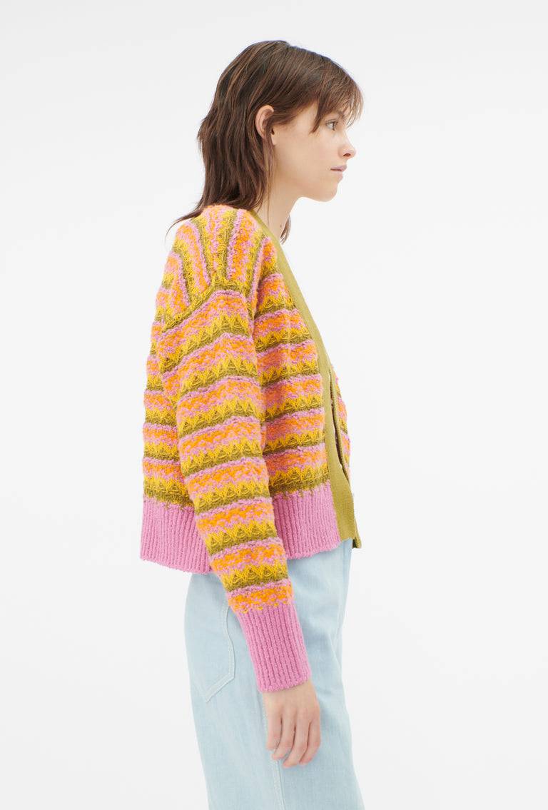 Odeeh Structured Lines Cardigan, Orange Outlet
