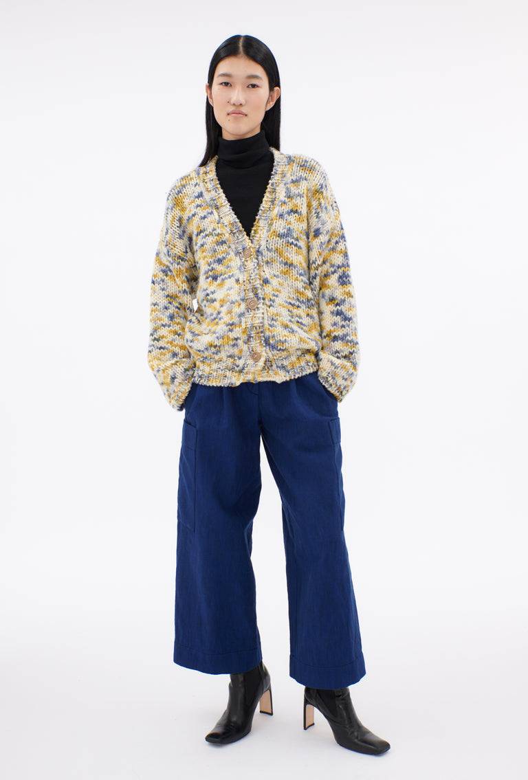 Odeeh Multicolour Printed Wool Cardigan, Honey Schlussverkauf