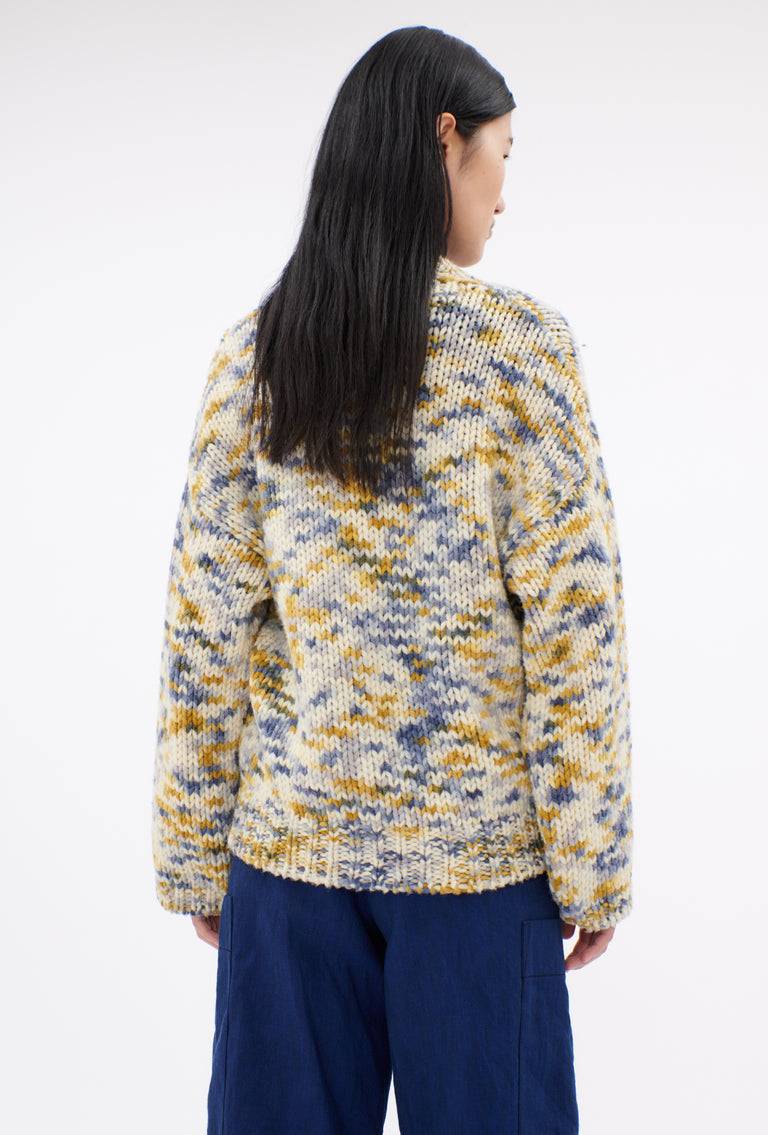 Odeeh Multicolour Printed Wool Cardigan, Honey Schlussverkauf