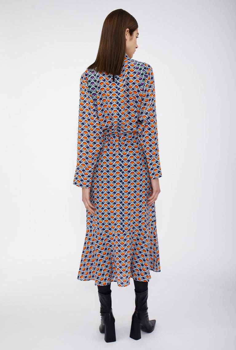 Odeeh Crossed Waves Kleid, Glowing Orange Blitzverkäufe