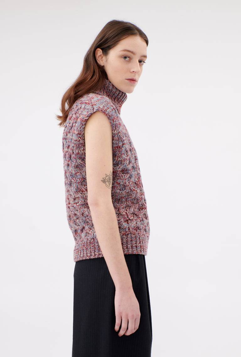 Odeeh Cash-Wool-Mouline Pullunder, Marble Red Online