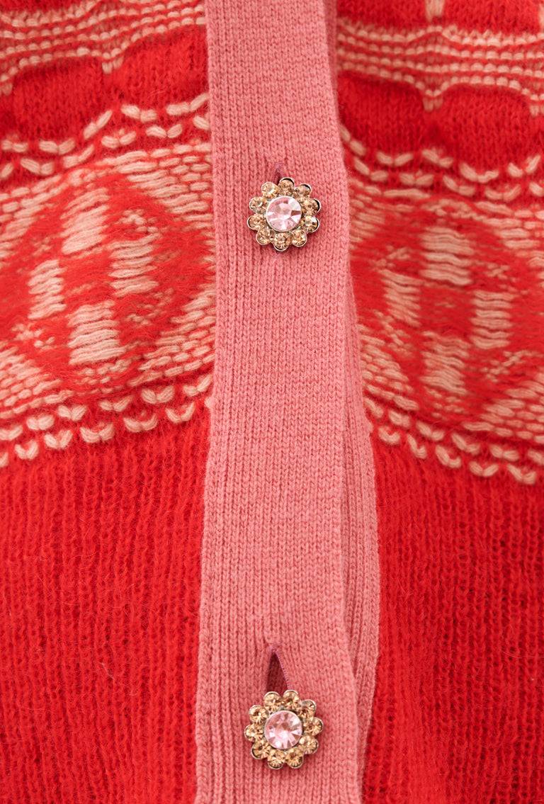 Odeeh Graphic Norwegian Cardigan, Geranium Verkauf