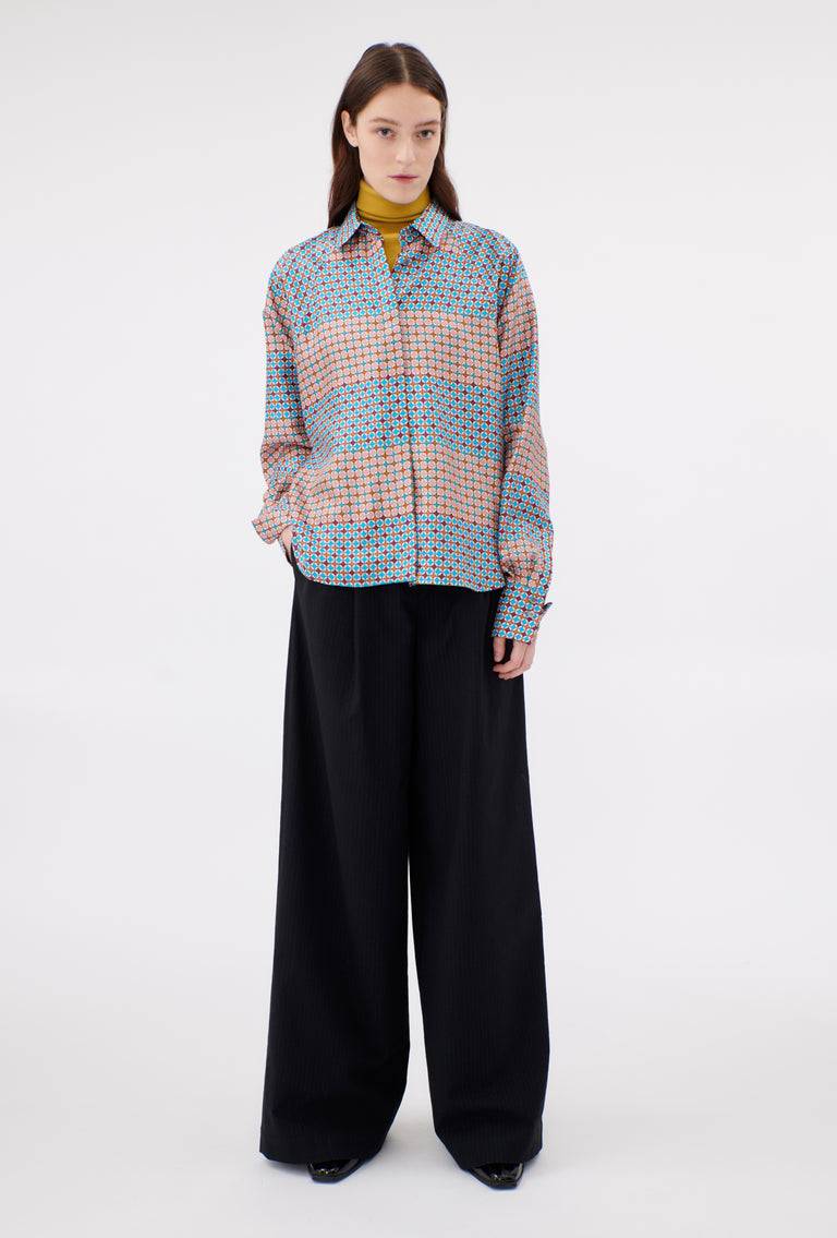 Odeeh Mini Tiles Bluse, Cerulean im Angebot