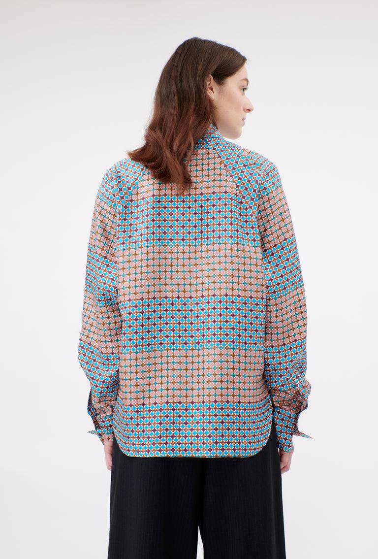 Odeeh Mini Tiles Bluse, Cerulean im Angebot