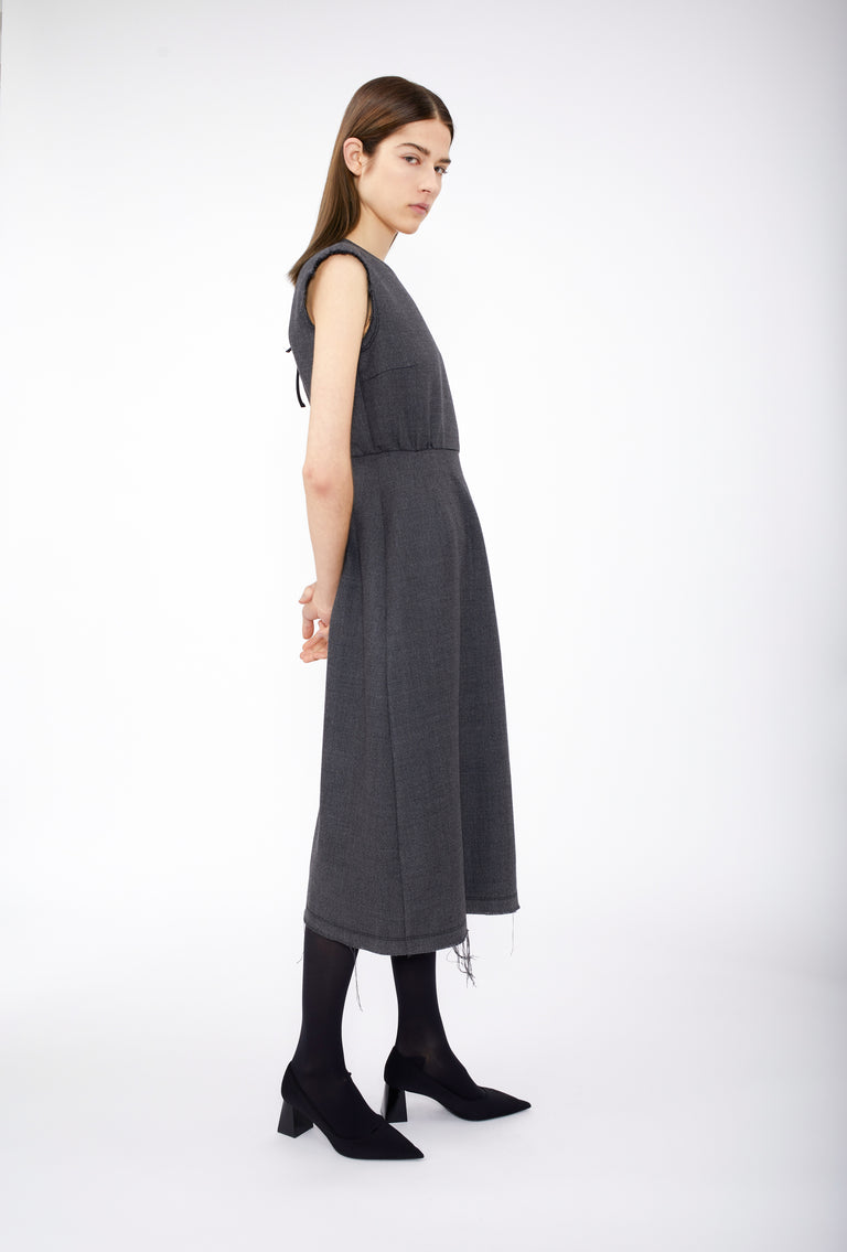 Odeeh Savile Row Wool Pique Kleid, Charcoal Schlussverkauf
