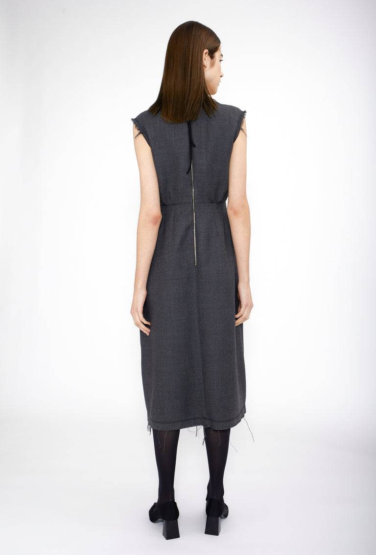 Odeeh Savile Row Wool Pique Kleid, Charcoal Schlussverkauf