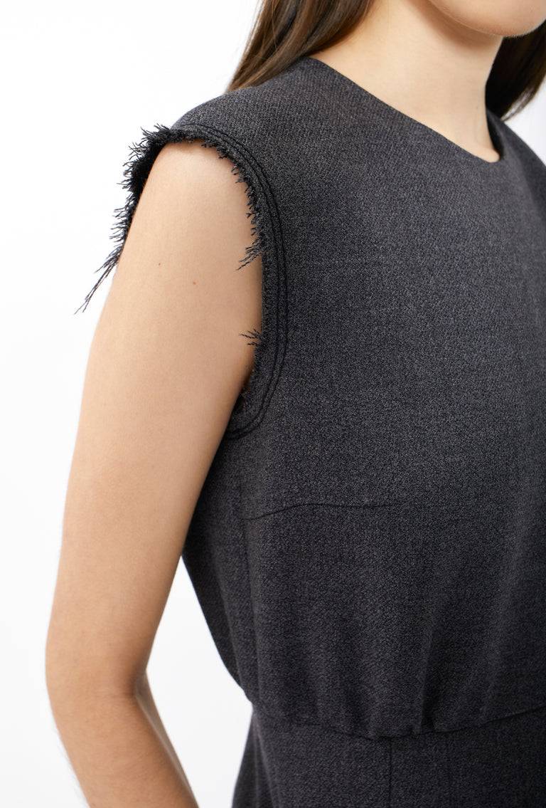 Odeeh Savile Row Wool Pique Kleid, Charcoal Schlussverkauf