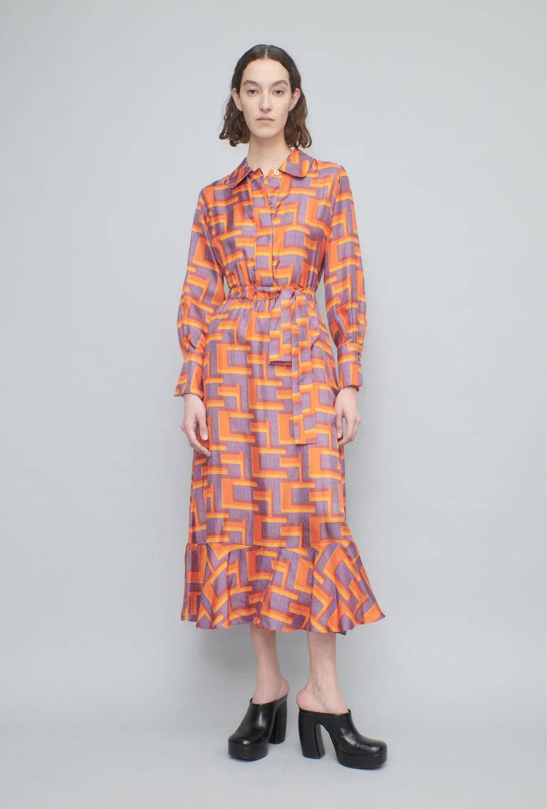 Odeeh Pop Art Maze Kleid, Glowing Orange Günstiger Verkauf