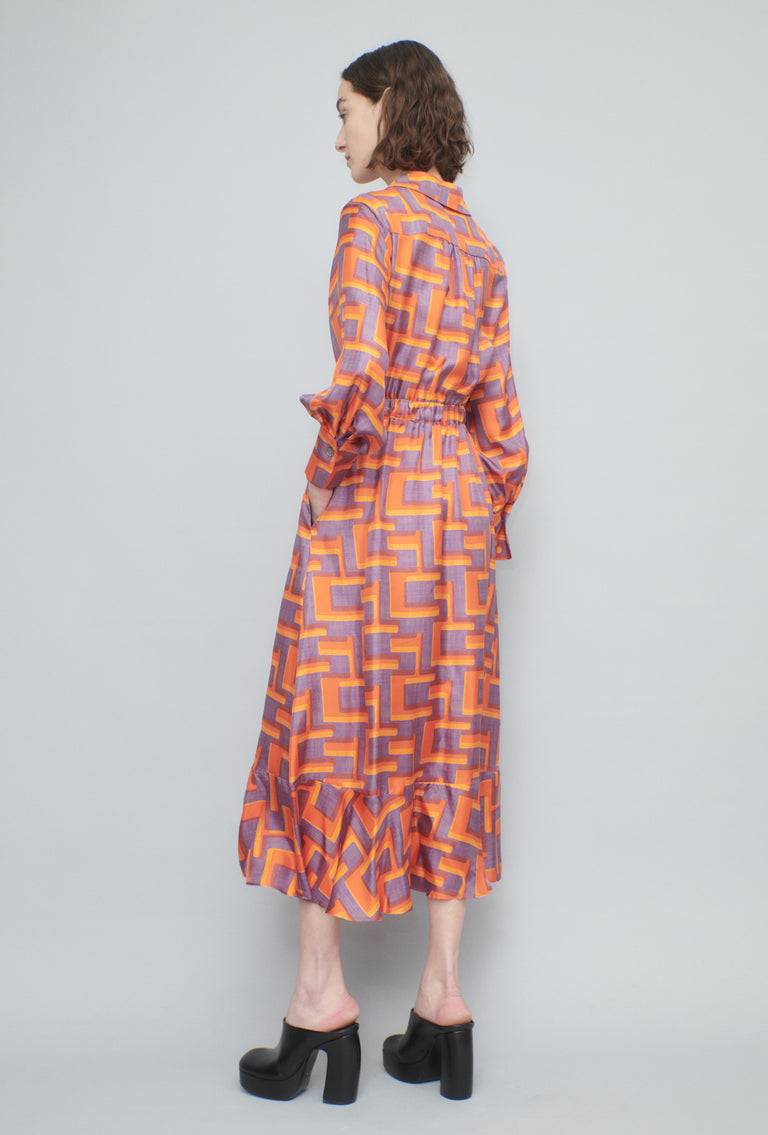 Odeeh Pop Art Maze Kleid, Glowing Orange Günstiger Verkauf