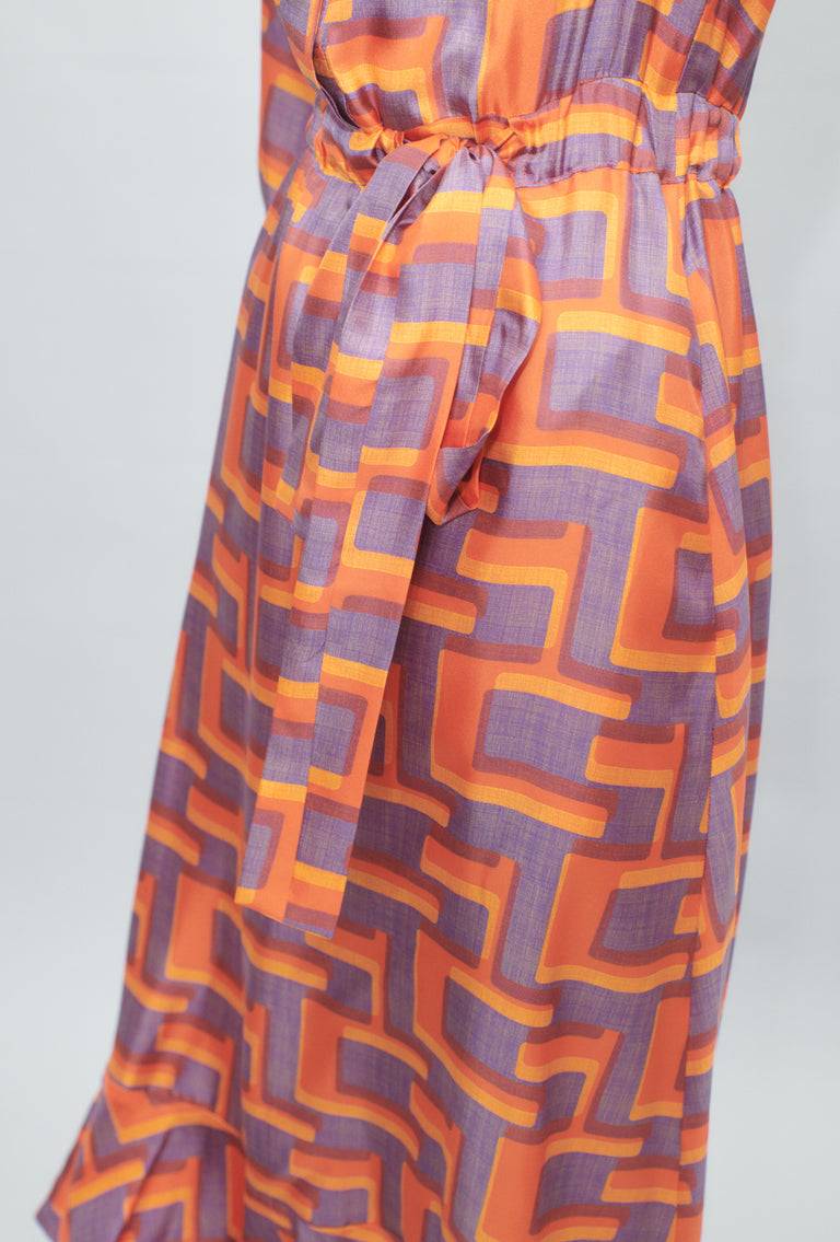 Odeeh Pop Art Maze Kleid, Glowing Orange Günstiger Verkauf