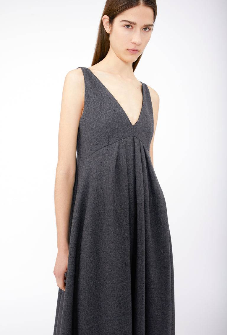 Odeeh Savile Row Wool Pique Kleid, Charcoal Fabrikverkauf