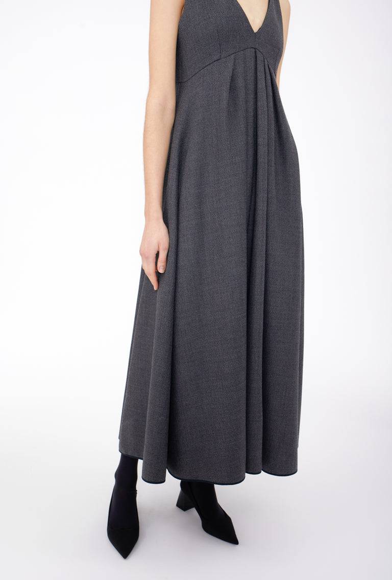 Odeeh Savile Row Wool Pique Kleid, Charcoal Fabrikverkauf
