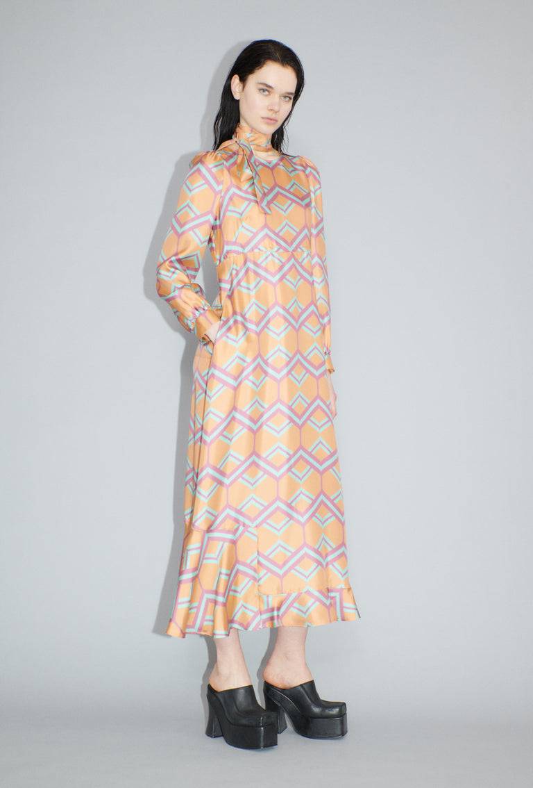 Odeeh Ribbon Zig Zag Kleid, Pale Peach Blitzverkäufe