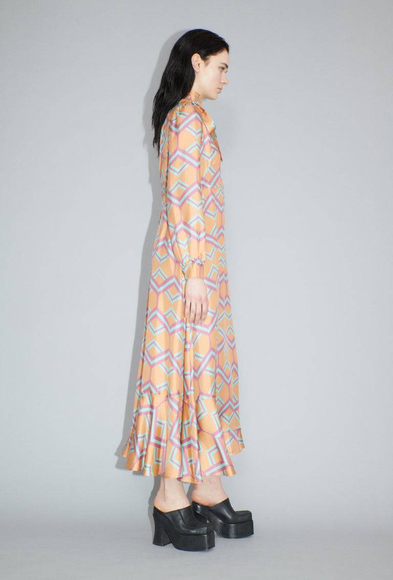 Odeeh Ribbon Zig Zag Kleid, Pale Peach Blitzverkäufe