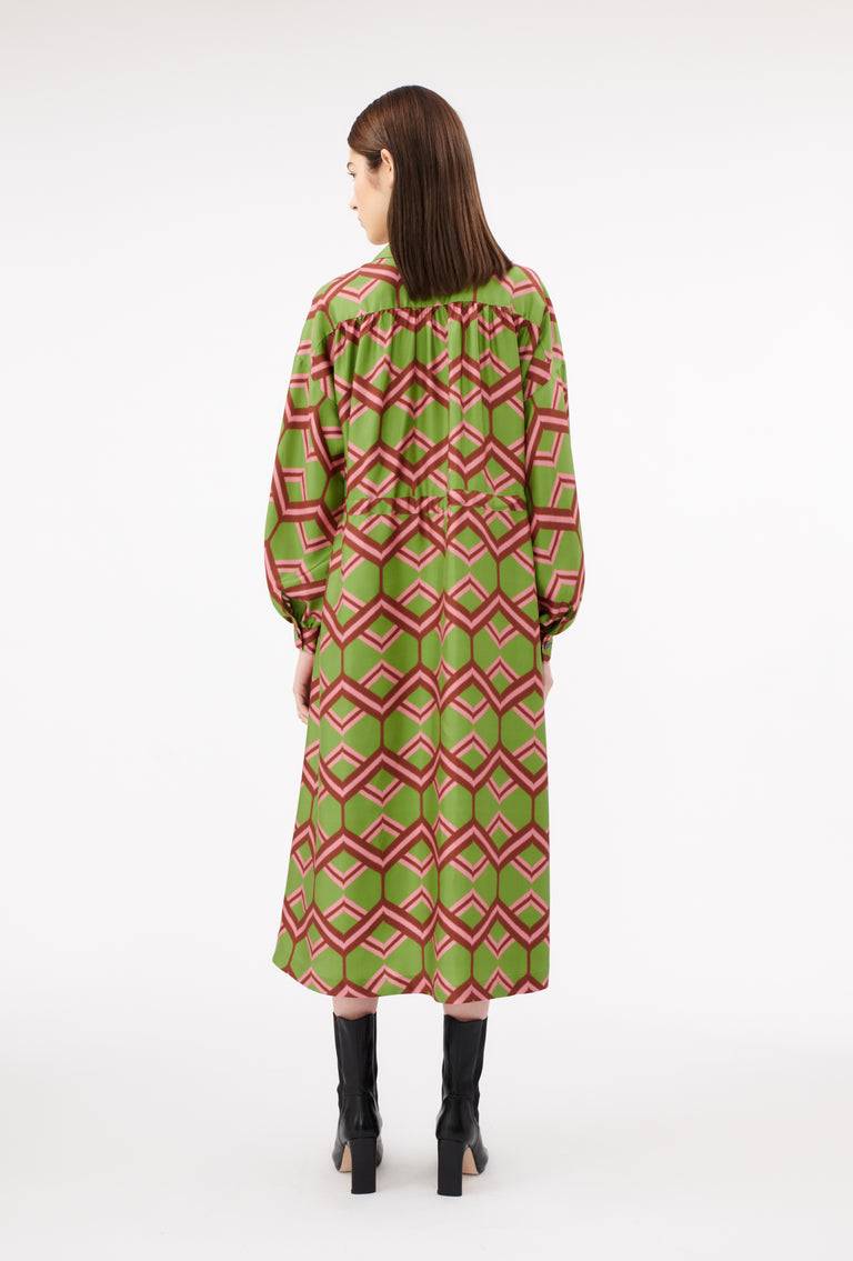 Odeeh Ribbon Zig Zag Kleid, Grass Green Online