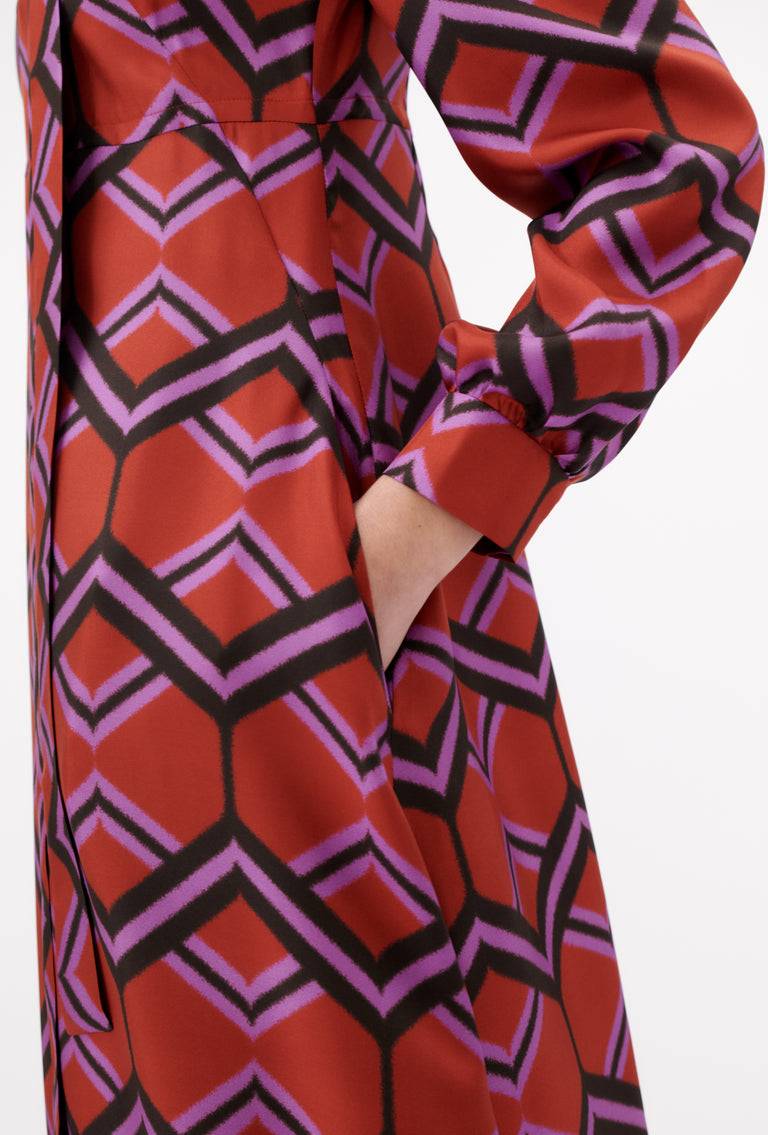 Odeeh Ribbon Zig Zag Kleid, Rusty Red Auslauf