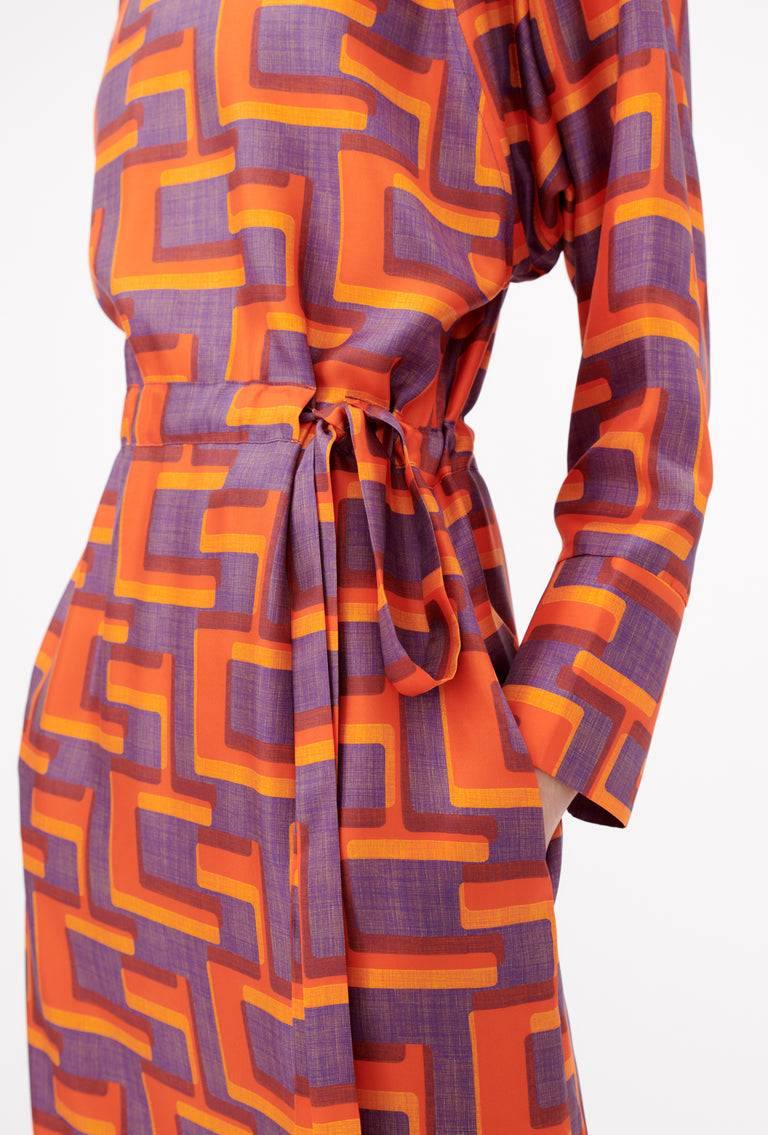 Odeeh Pop Art Maze Kleid, Glowing Orange Angebote