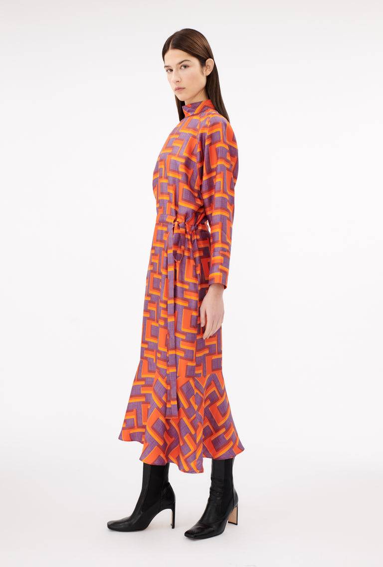 Odeeh Pop Art Maze Kleid, Glowing Orange Angebote