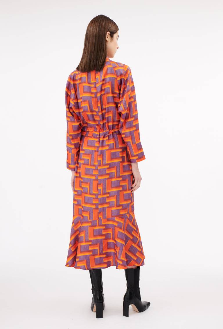 Odeeh Pop Art Maze Kleid, Glowing Orange Angebote