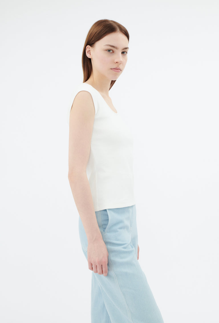 Odeeh Organic Cotton Rib T-Shirt, Milk Fabrikverkauf