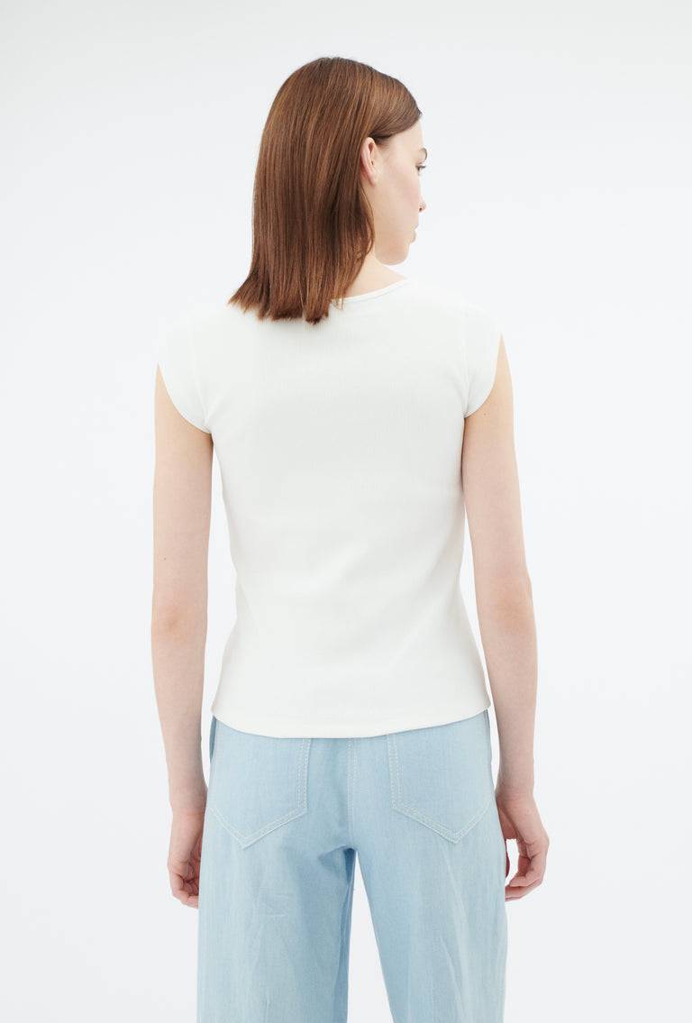 Odeeh Organic Cotton Rib T-Shirt, Milk Fabrikverkauf
