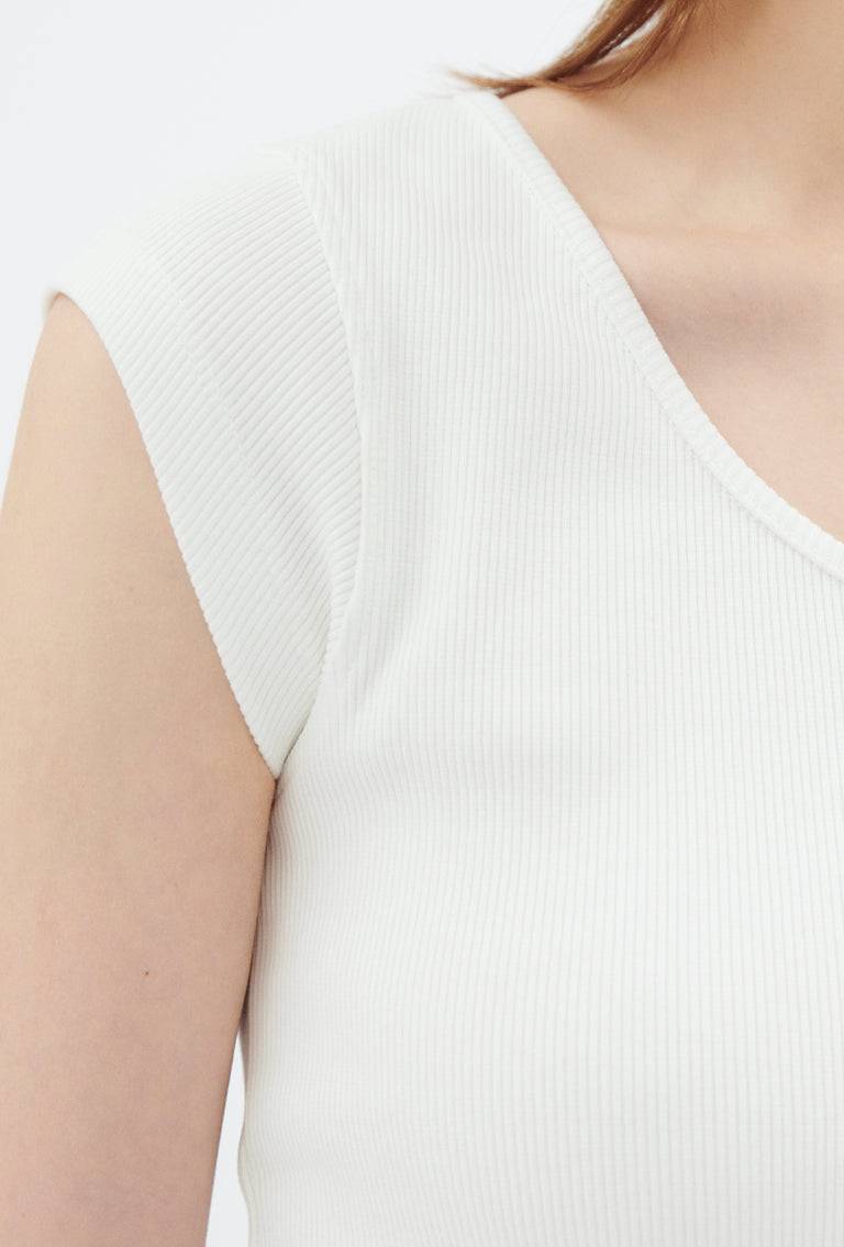 Odeeh Organic Cotton Rib T-Shirt, Milk Fabrikverkauf
