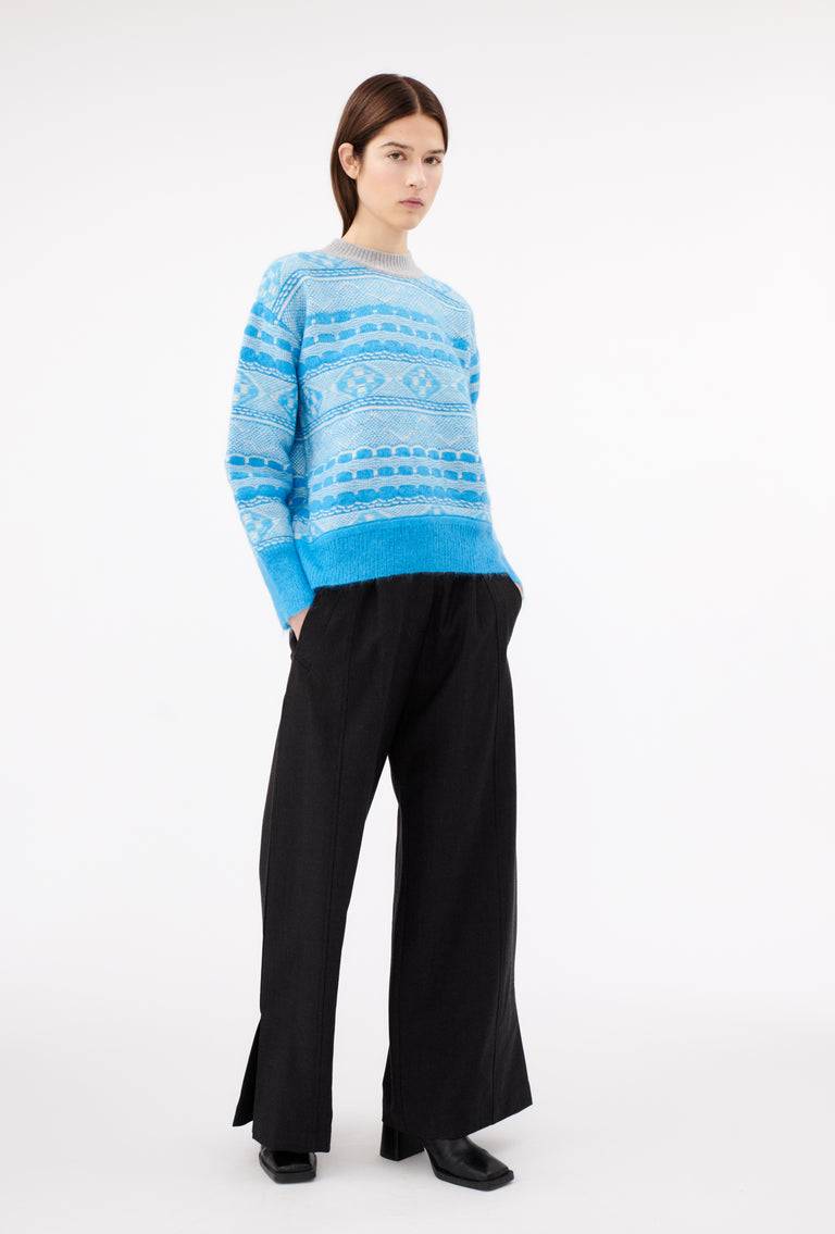 Odeeh Graphic Norwegian Pullover, Himmelblau im Angebot