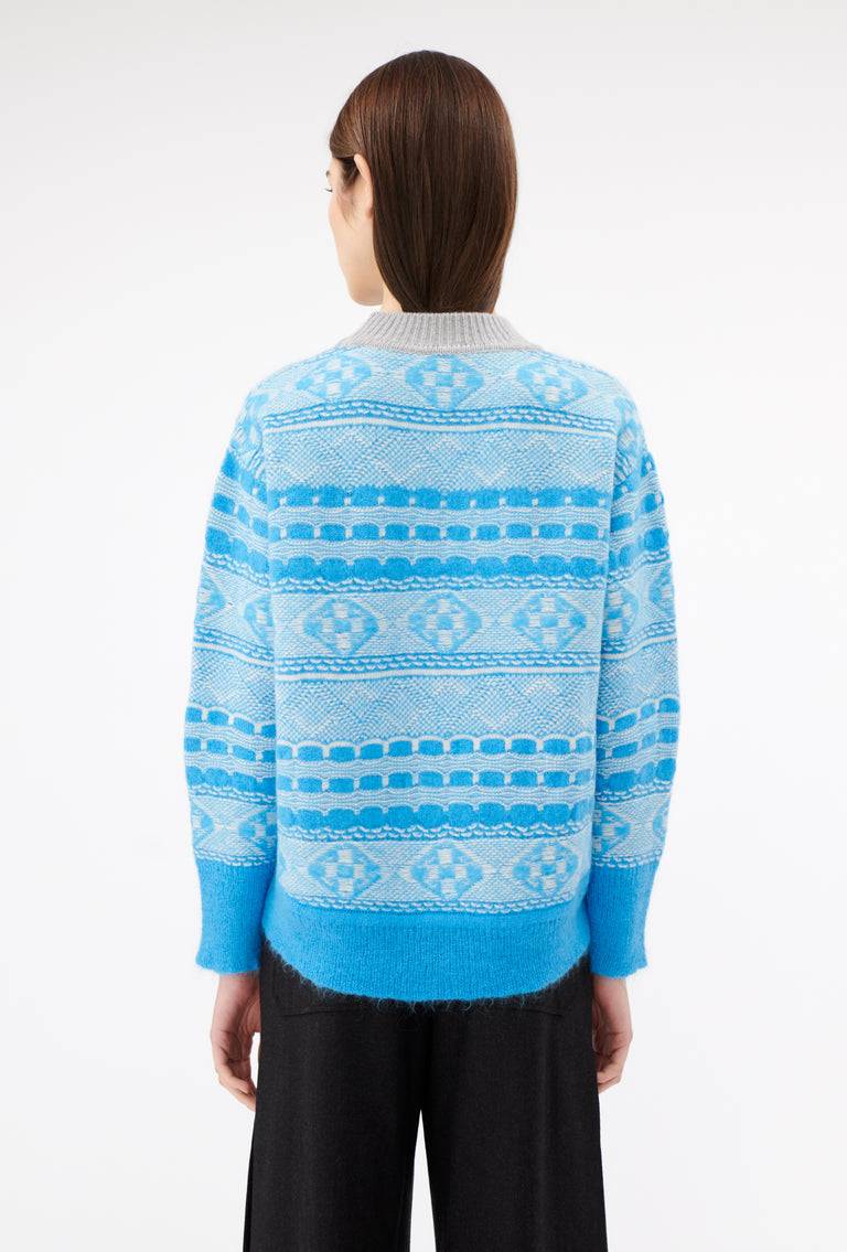 Odeeh Graphic Norwegian Pullover, Himmelblau im Angebot