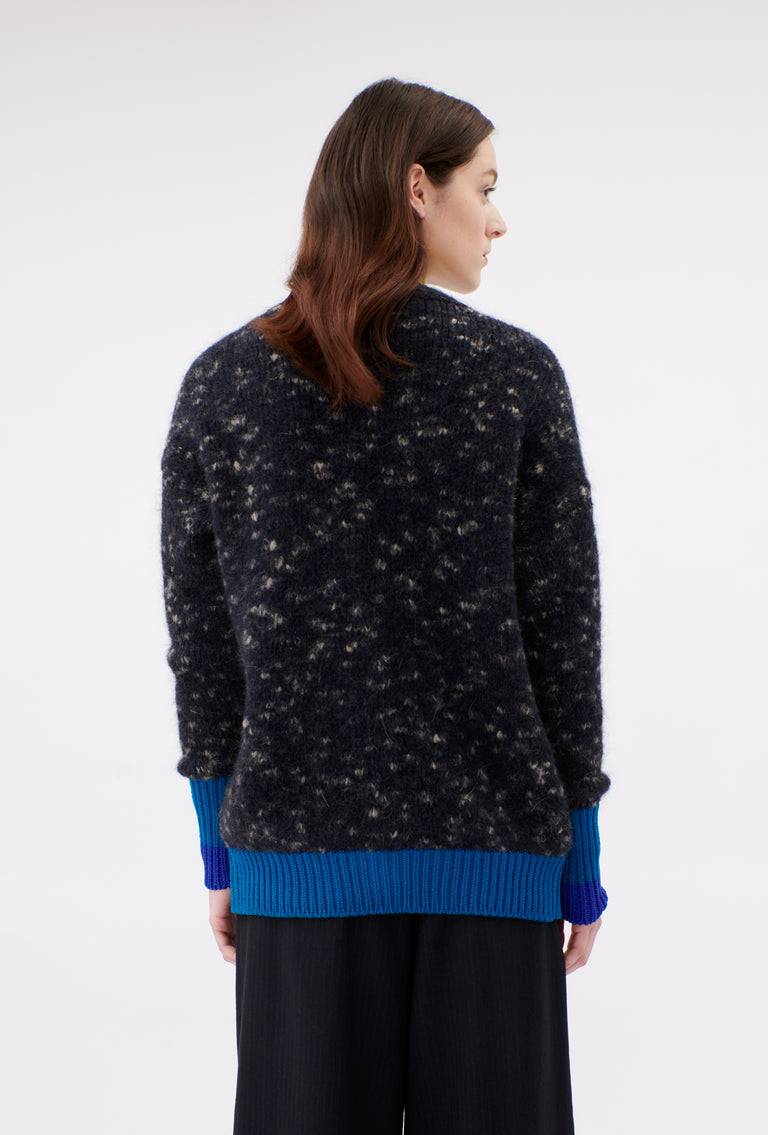 Odeeh Color Block Patch Cardigan, Granite Fabrikverkauf