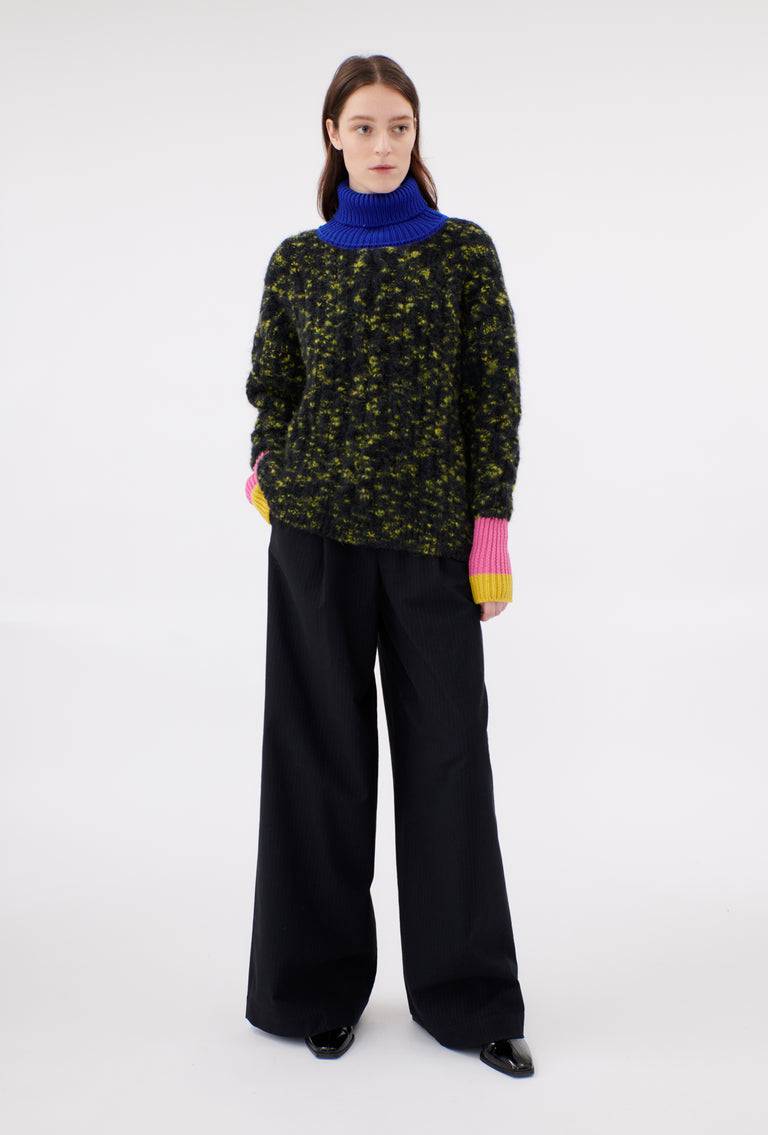 Odeeh Color Block Patch Pullover, Dark Moss Outlet