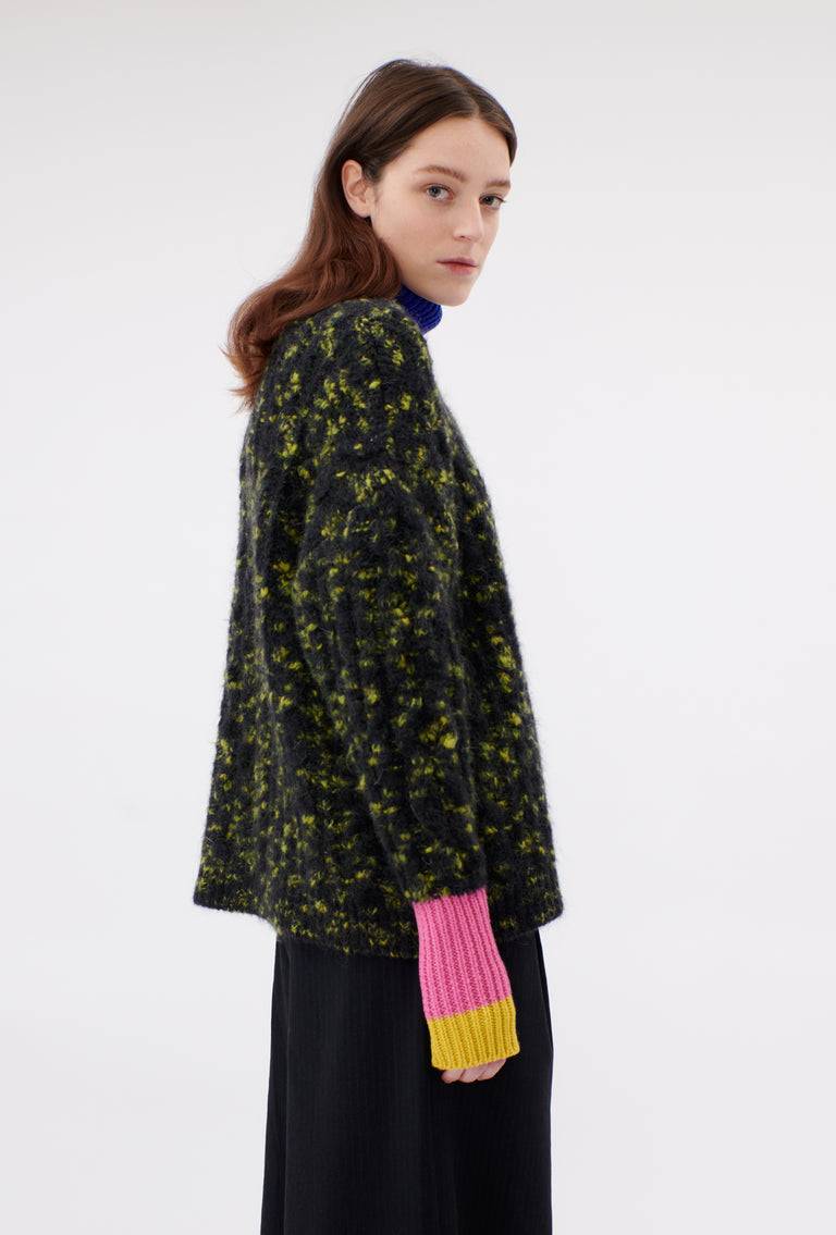 Odeeh Color Block Patch Pullover, Dark Moss Outlet