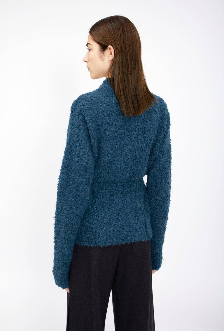 Odeeh Alpaca Boucle Cardigan, Peacock Green Schlussverkauf
