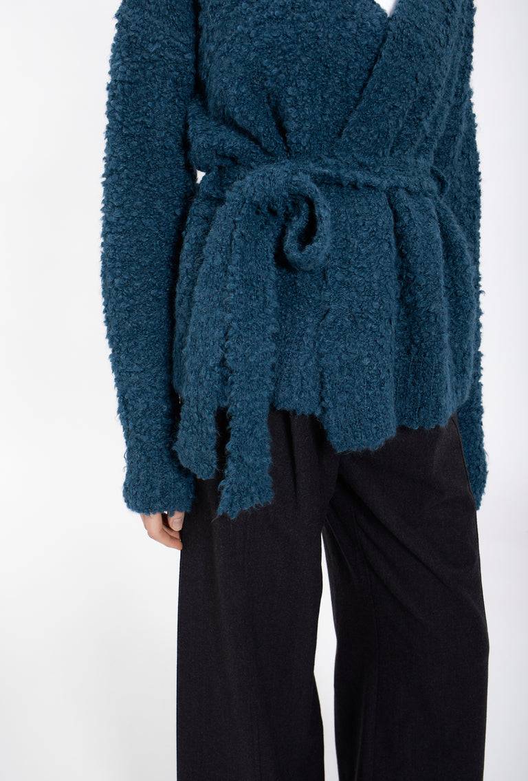 Odeeh Alpaca Boucle Cardigan, Peacock Green Schlussverkauf