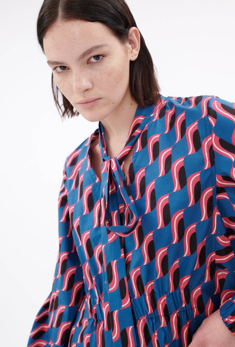 Odeeh Abstract Leaves Kleid, Steel Blue Hotsell