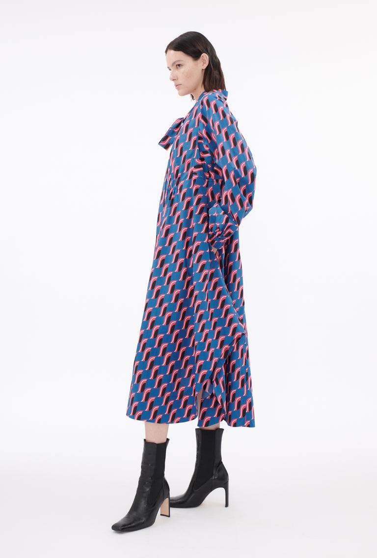 Odeeh Abstract Leaves Kleid, Steel Blue Hotsell