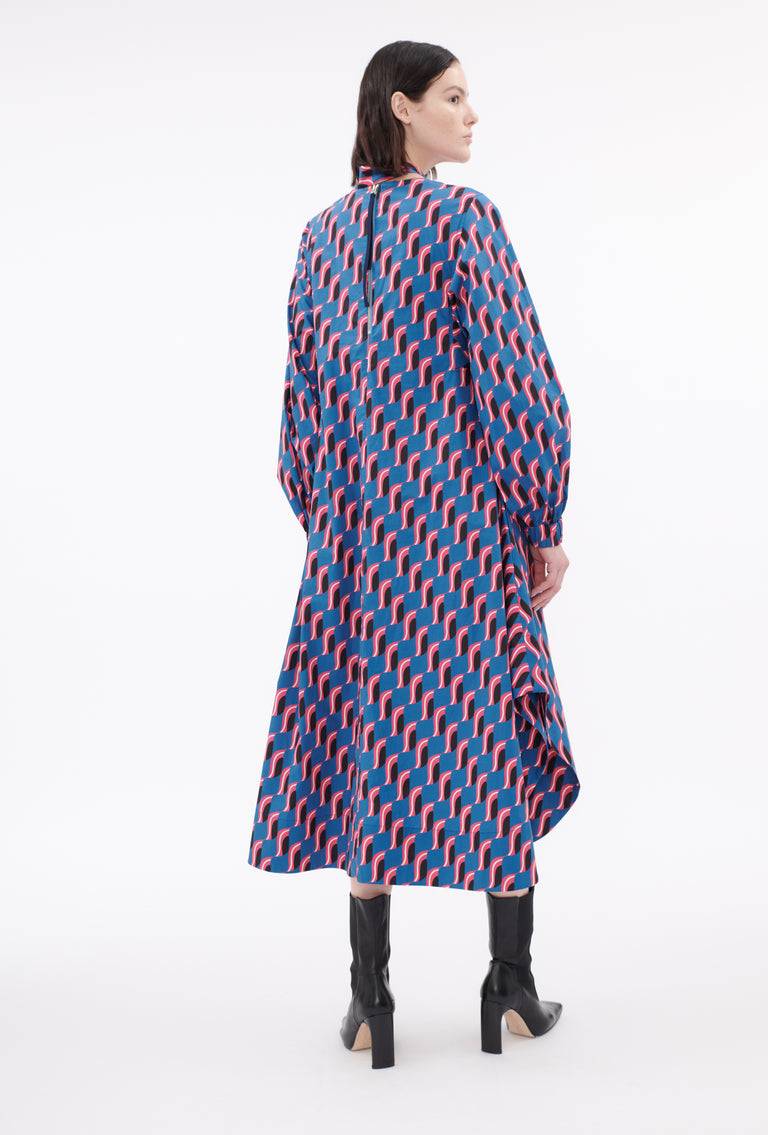Odeeh Abstract Leaves Kleid, Steel Blue Hotsell