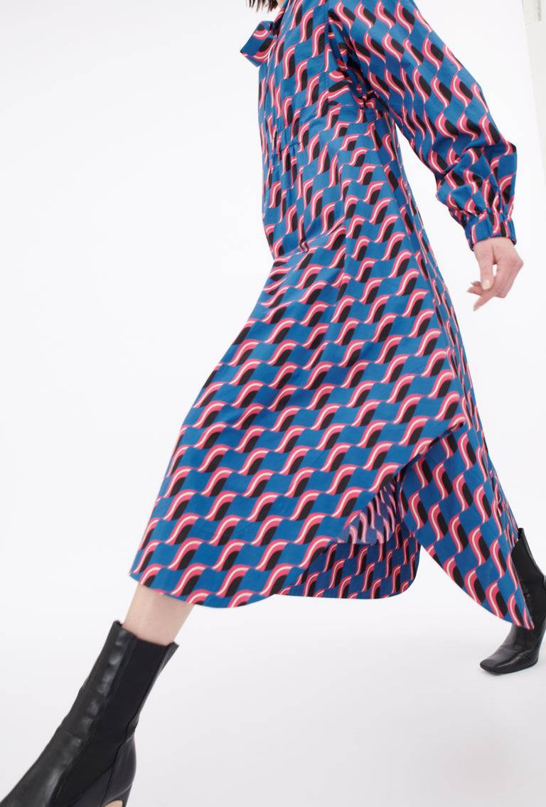 Odeeh Abstract Leaves Kleid, Steel Blue Hotsell