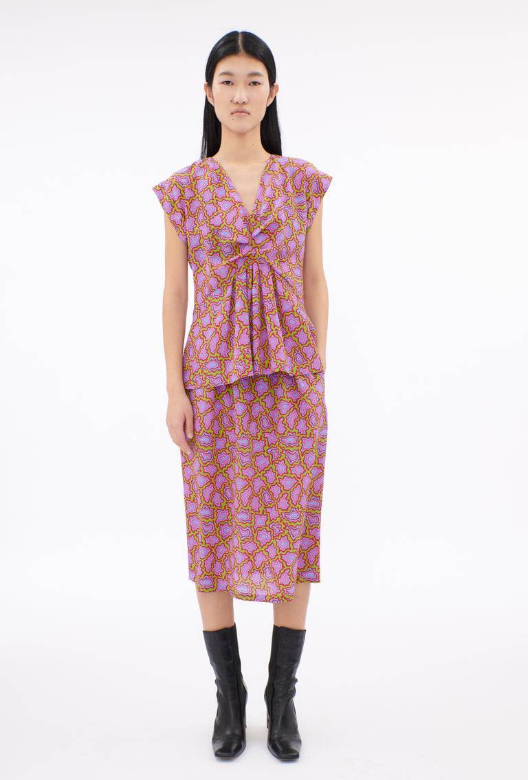 Odeeh Memphis Achats Crepe de Chine Bluse, Periwinkle Blue Verkauf