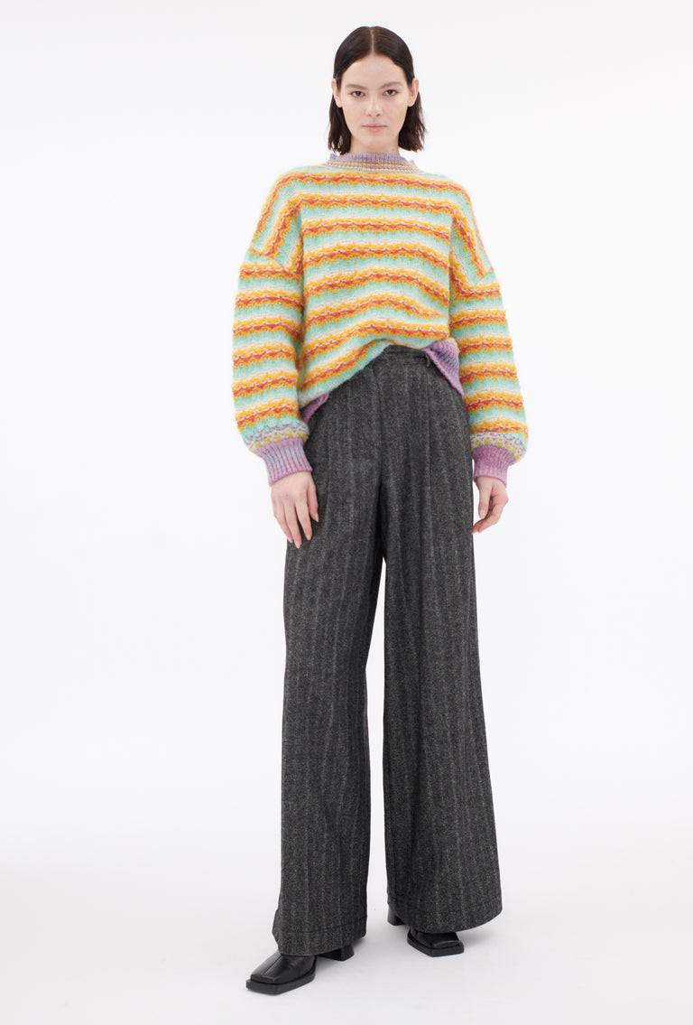 Odeeh Blurry Stripes Alpaca Wool Pullover, Jade im Angebot