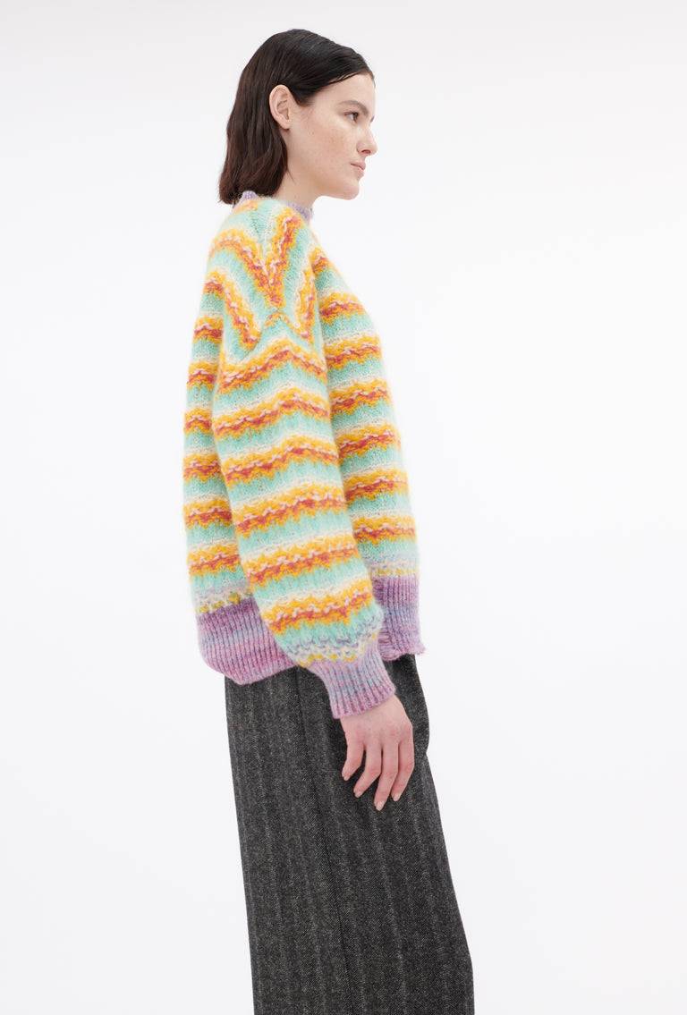 Odeeh Blurry Stripes Alpaca Wool Pullover, Jade im Angebot