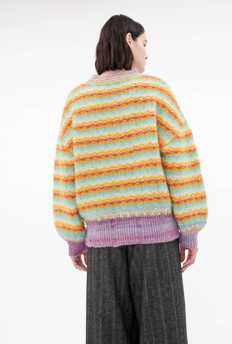 Odeeh Blurry Stripes Alpaca Wool Pullover, Jade im Angebot
