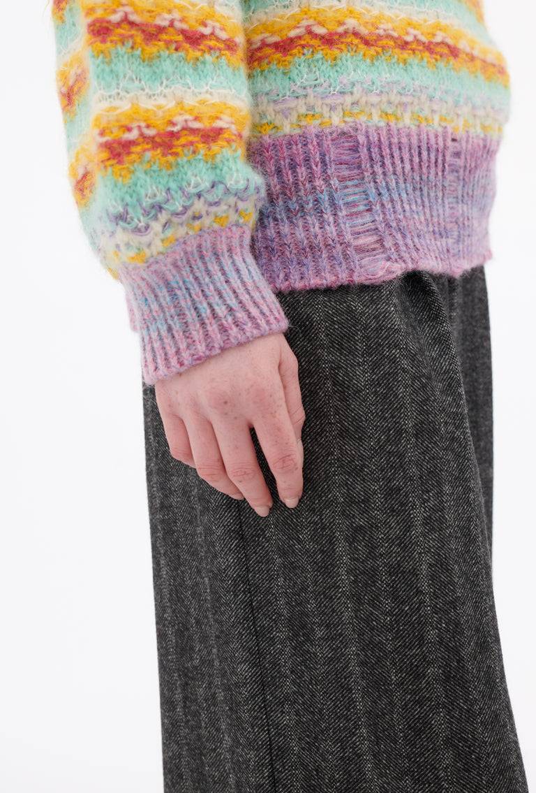 Odeeh Blurry Stripes Alpaca Wool Pullover, Jade im Angebot