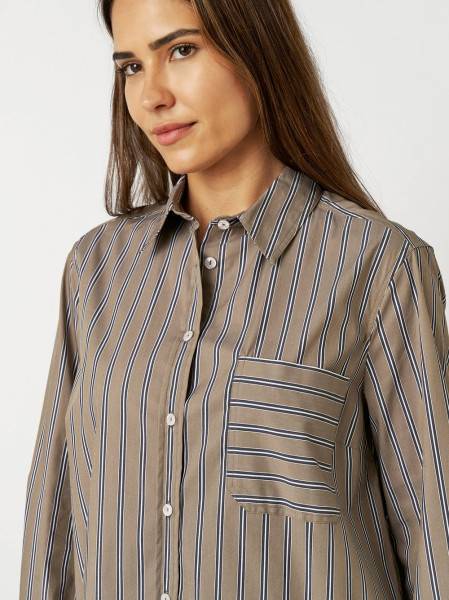 TONI Fashion Style »Alma« taupe/blue Gestreifte Hemdbluse Günstiger Verkauf