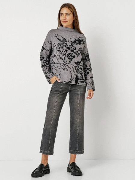 TONI Fashion Style »Gitta« grey/black Feinstrickpulli mit Blumenmuster Auslauf