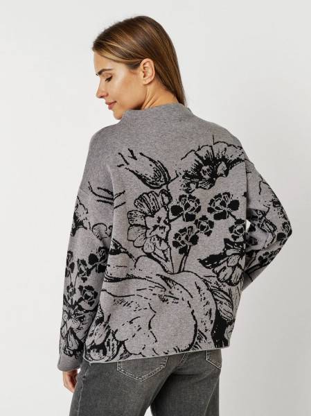 TONI Fashion Style »Gitta« grey/black Feinstrickpulli mit Blumenmuster Auslauf