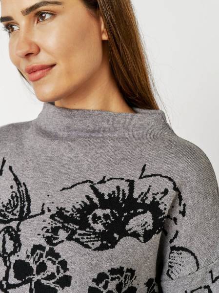 TONI Fashion Style »Gitta« grey/black Feinstrickpulli mit Blumenmuster Auslauf
