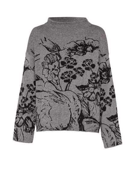 TONI Fashion Style »Gitta« grey/black Feinstrickpulli mit Blumenmuster Auslauf